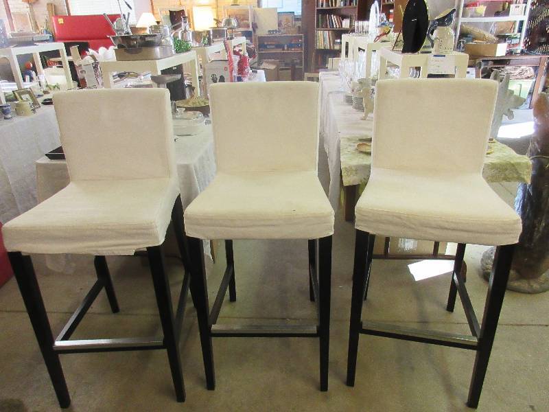 3 Tall Bar Stools with Fabric