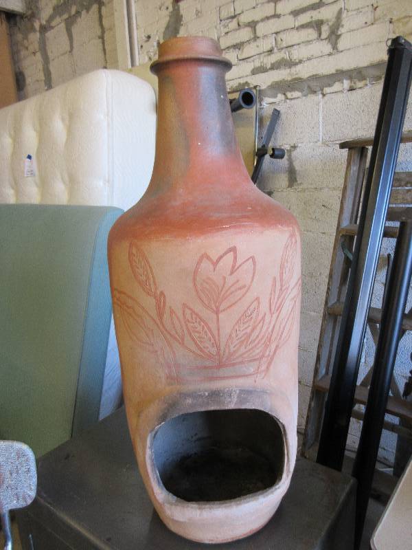 Chiminea, Metal Cabinet, Chair Stool