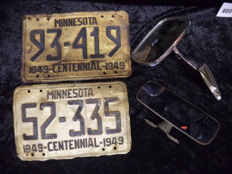 1949 Minnesota License Plates & Mirros