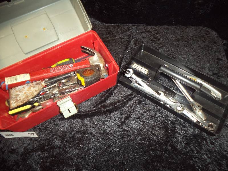 Plastic Tool Box with Misc Tools