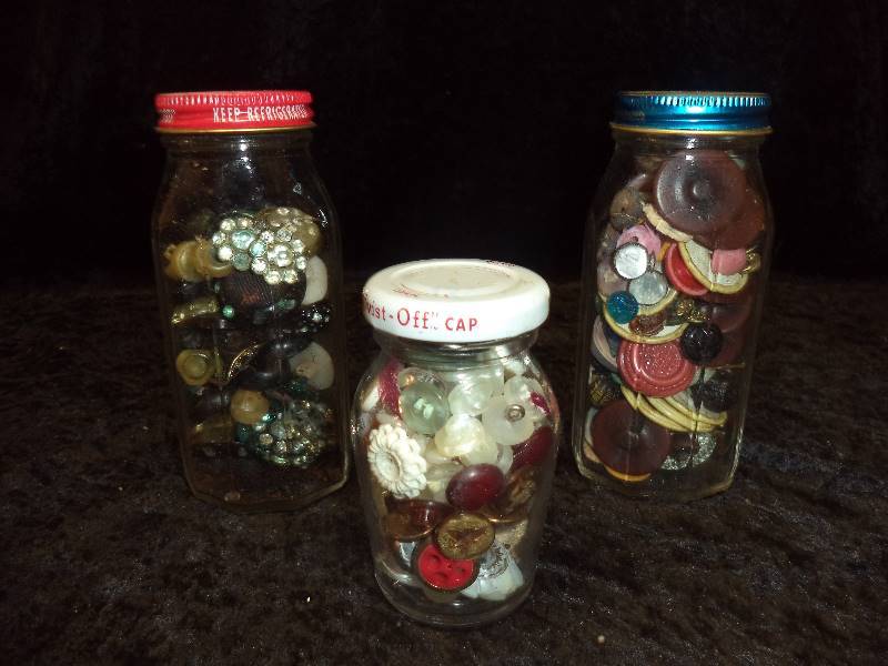 Lot - 3 Small Jars of Vintage Buttons
