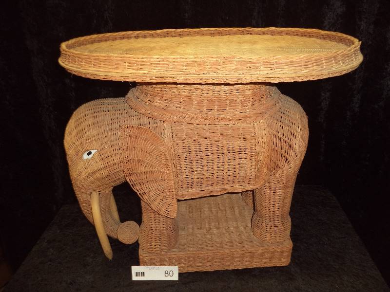 Wicker Elephant Side Table