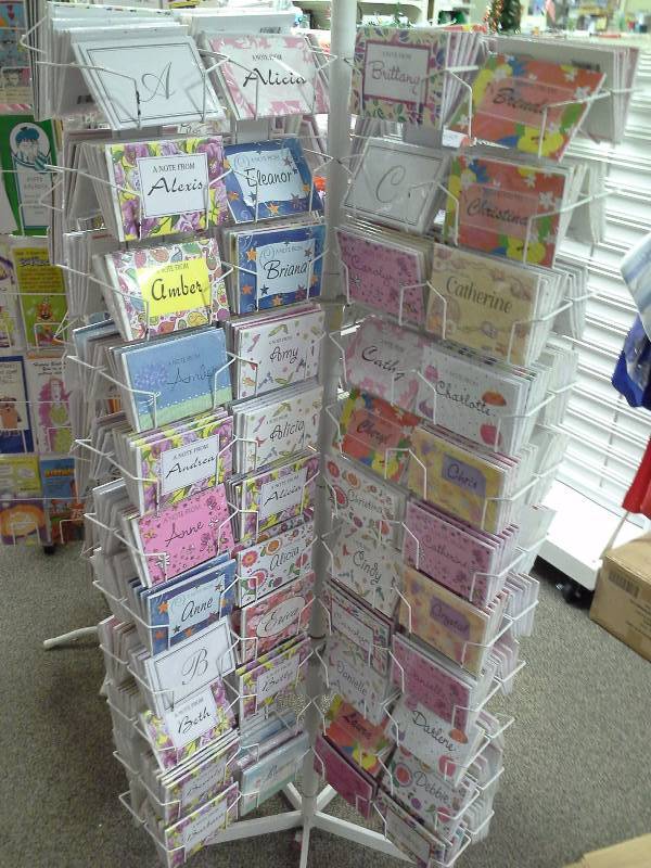 Personalized cards and rack