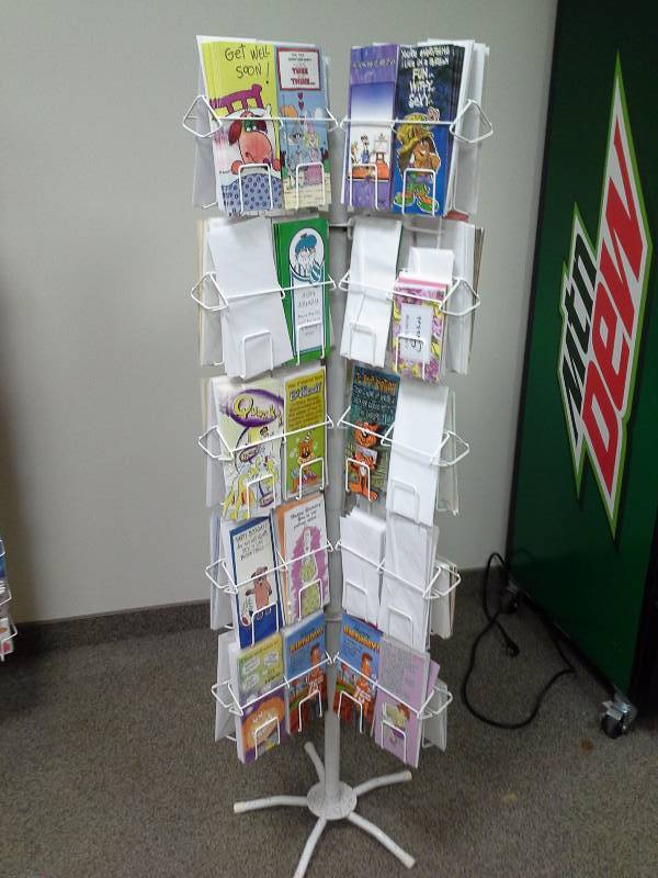 Greeting card lots and rack