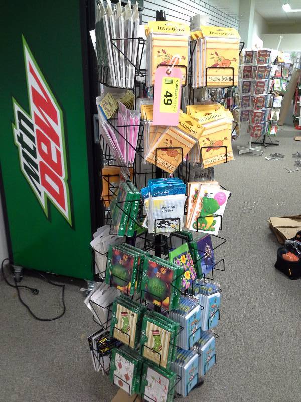 Various cards and rack
