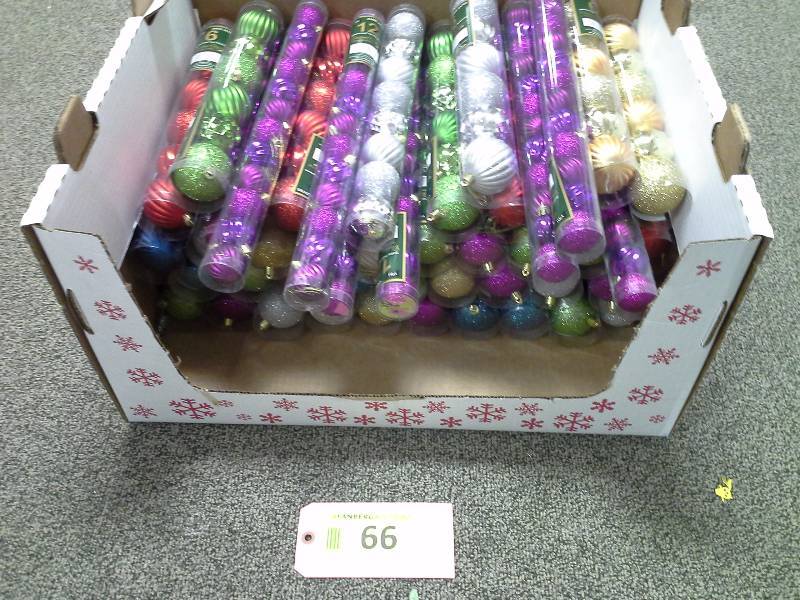 Box of holiday ornaments
