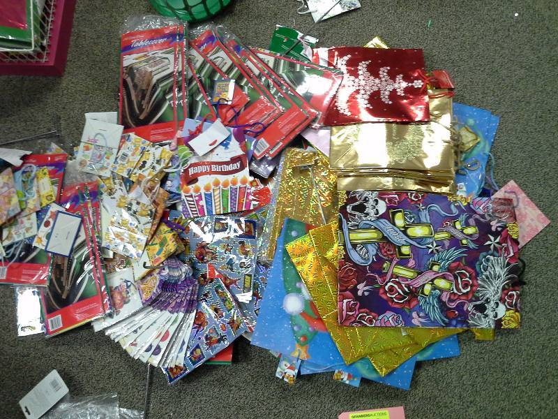 Large lot of gift bags and stickers