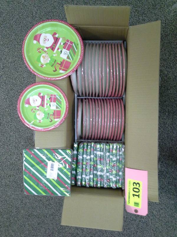 Christmas themed paper plates and napkins