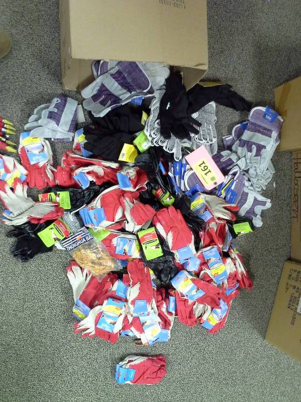 Large box of gloves, various sizes and types
