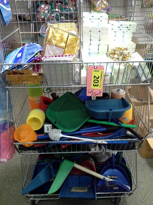 Miscellaneous household items with cart
