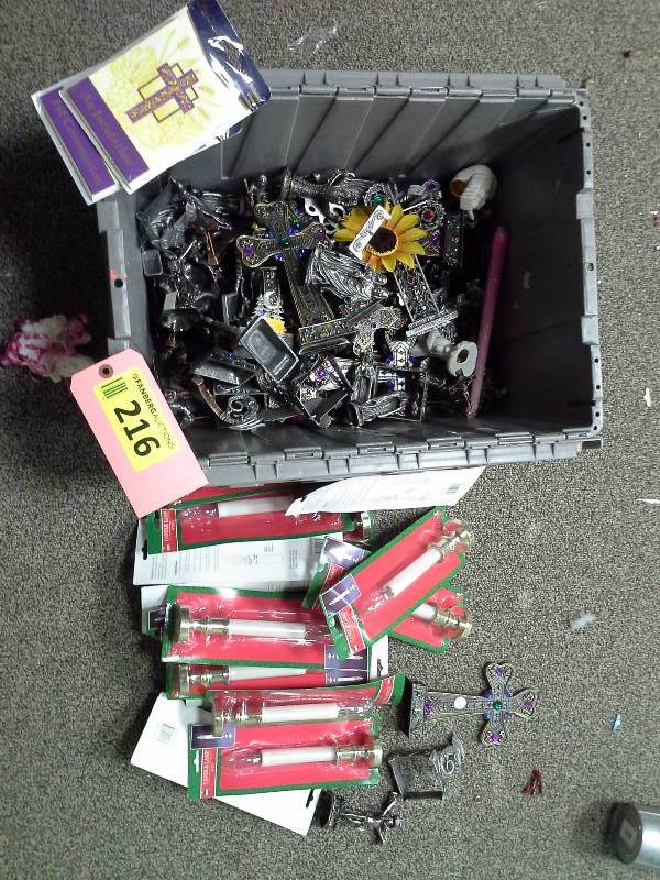 Lot of Misc. Pewter Crosses, figurines
