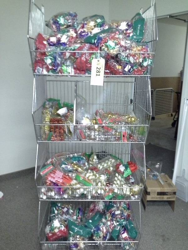 Christmas accessories lot, with cart