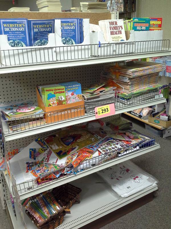 Childrens books, dictionary, other items