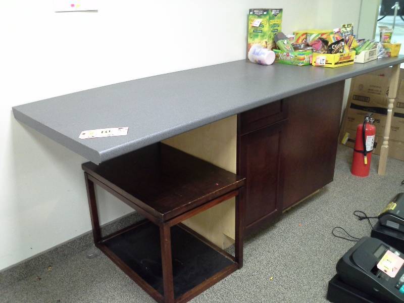 Counter with base and small table