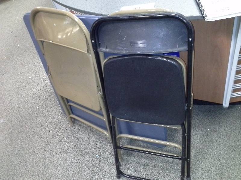 Folding card table and three chairs