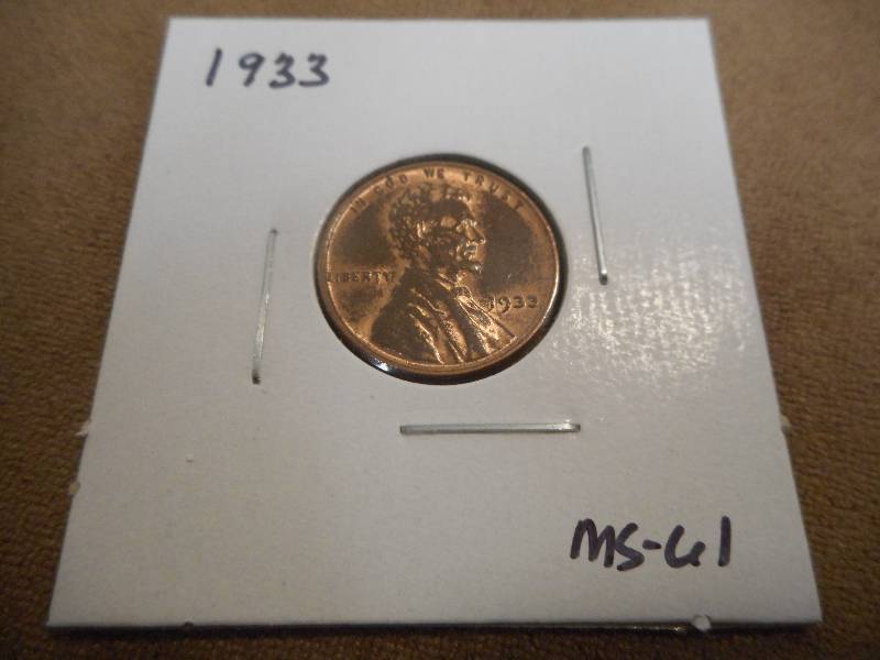 1933-P Lincoln Wheat Cent, MS-61 Gr...