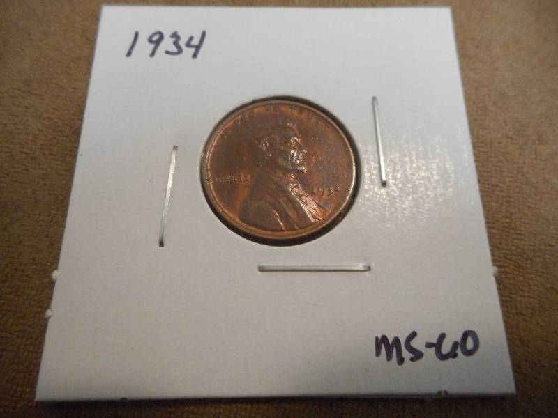 1934-P Lincoln Wheat Cent, MS-60 Gr...