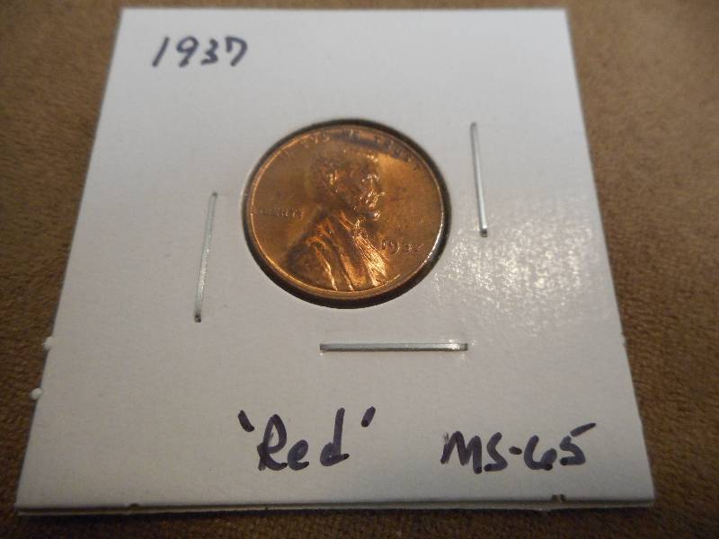 1937-P Lincoln Wheat Cent, Red MS...