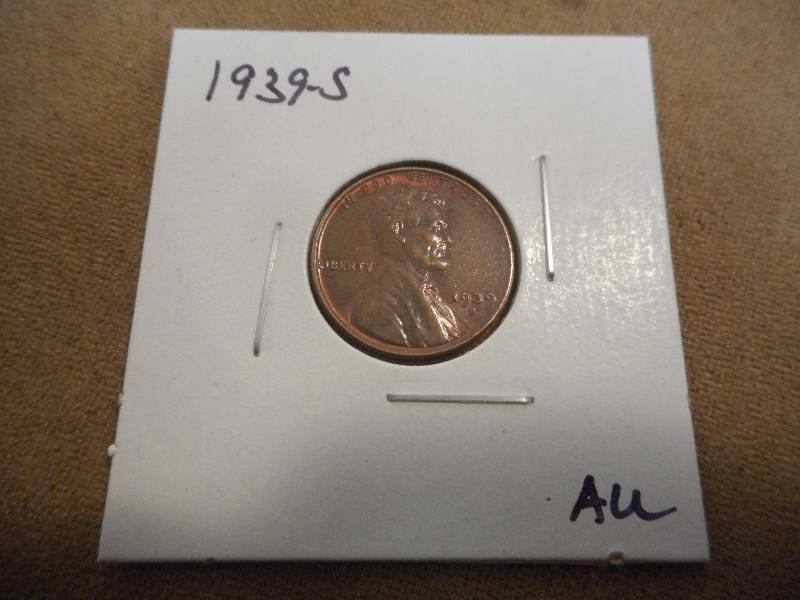 1939-S Lincoln Wheat Cent, AU Grade...