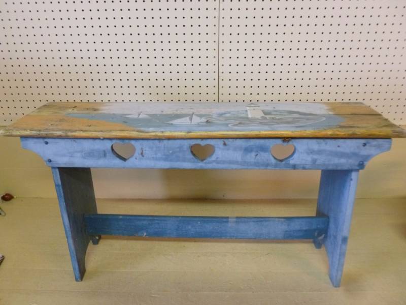 lot 152 image: Painted Wooden Bench