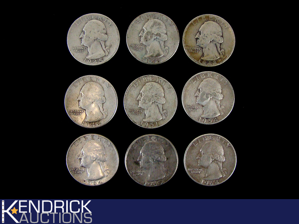9 Pre 1965 90% Silver Quarters