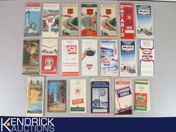 Lot of 20 Vintage Collectible Road Maps