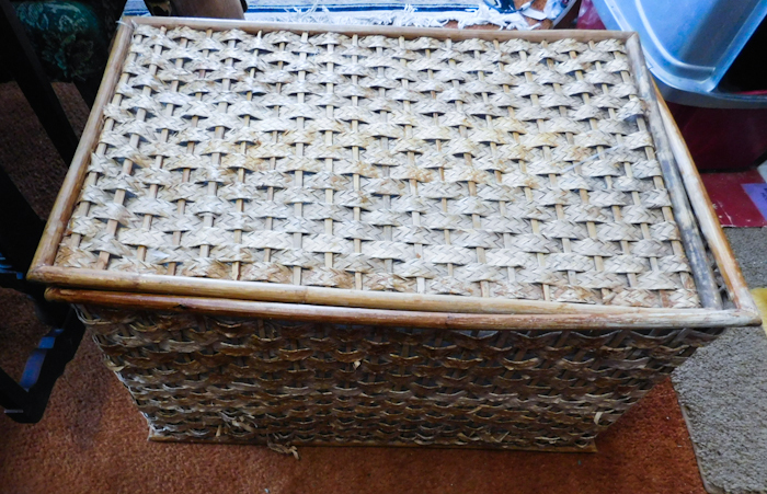 lot 13 image: lined storage basket for linens or similar type items