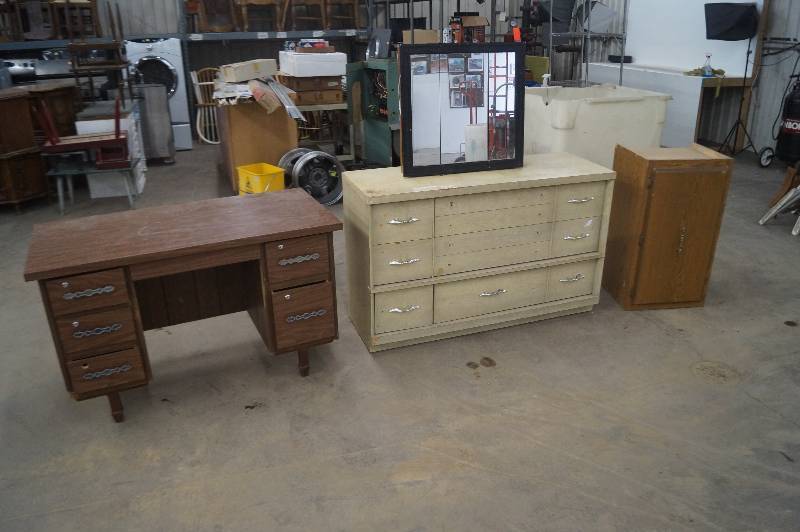 Desk, Dresser and Cabinets