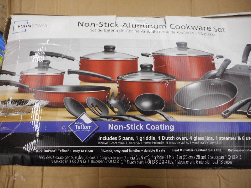 MAINSTAYS 18 PIECE ALUMINIUM NONSTICK PAN SET
