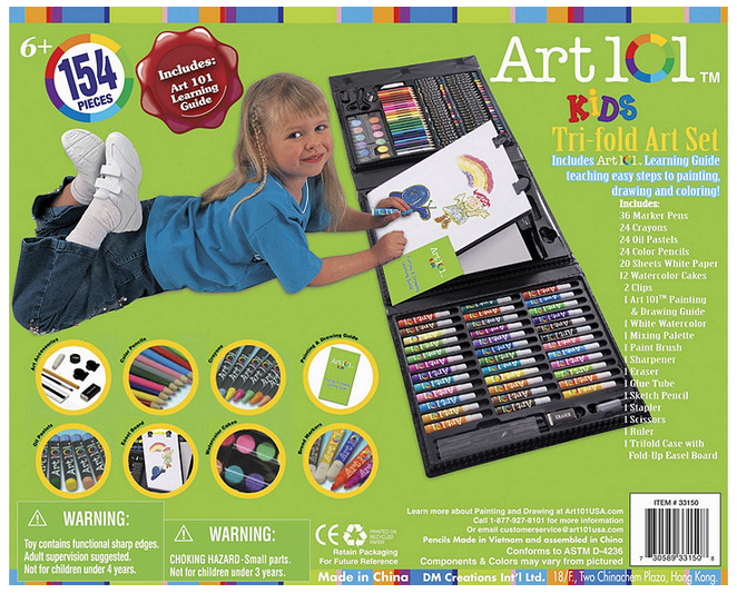 Art 101 154-Pc. Trifold Art Set With Pop-Up Easel
