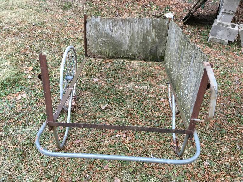 Vintage Garden Cart, Heavy Steel Frame