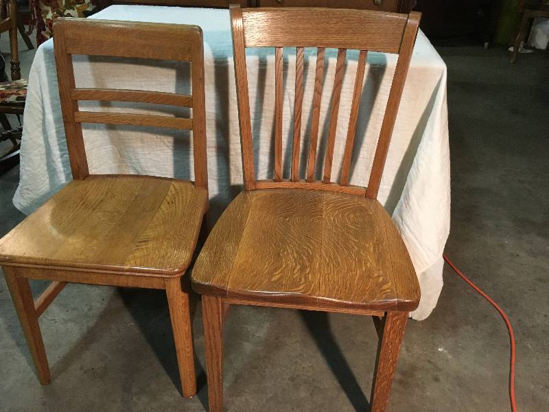 Two Heavy Solid Oak Chairs