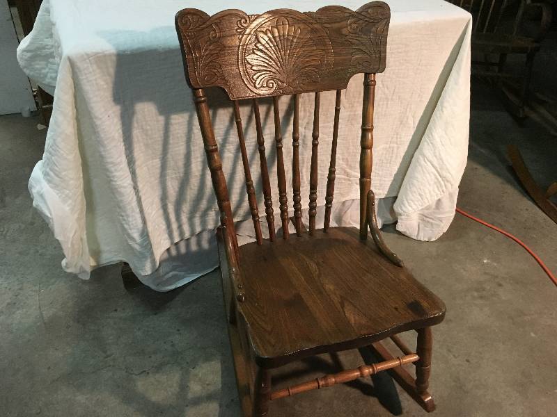 Solid Oak Pressed Back Rocker