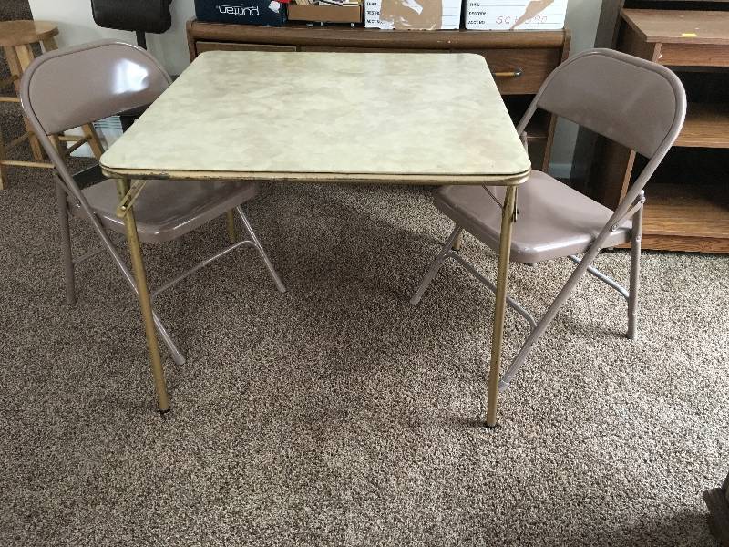 Card Table and Two Folding Chairs