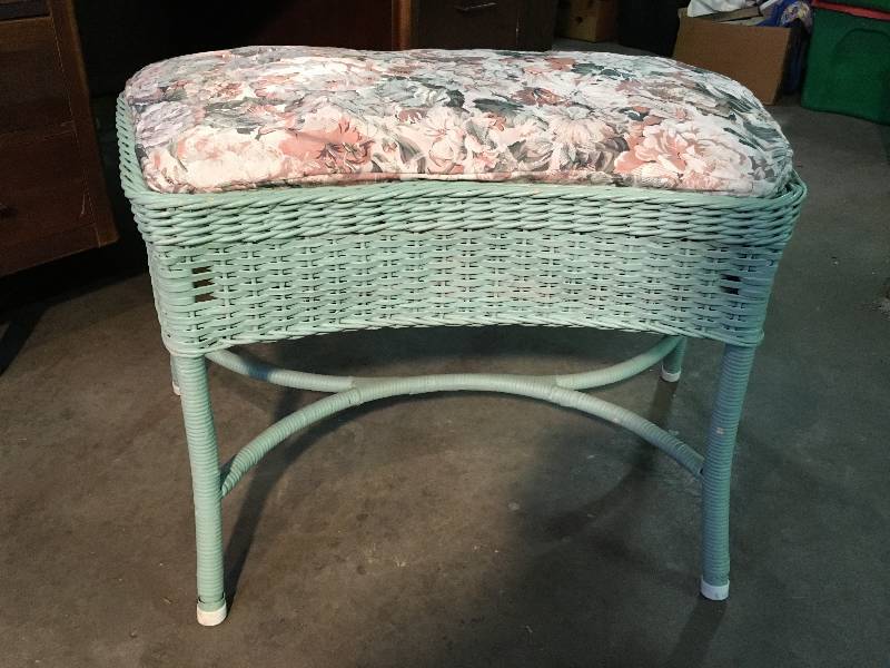 Padded Wicker Bench