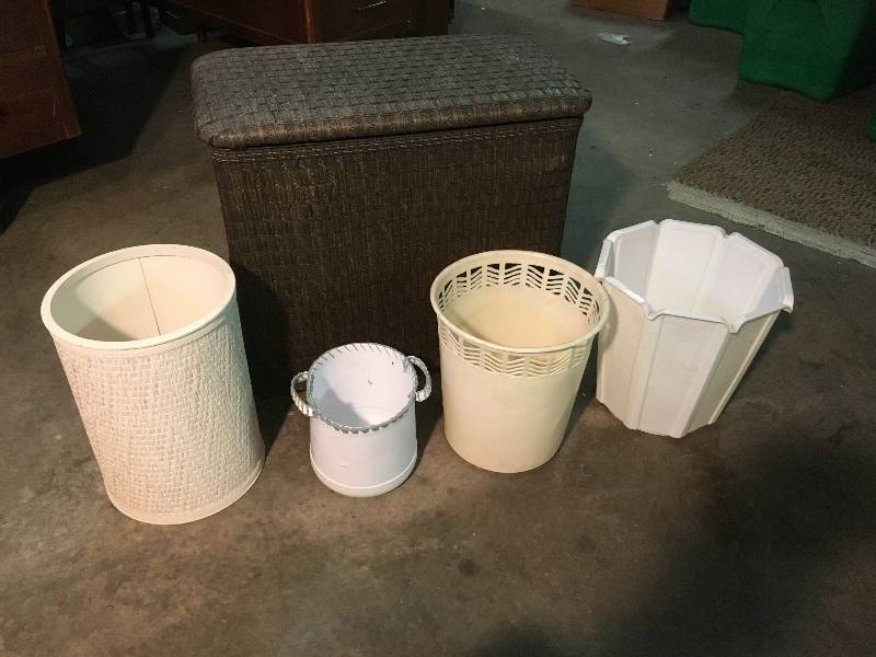 Cloths Hamper and Four Waist Baskets