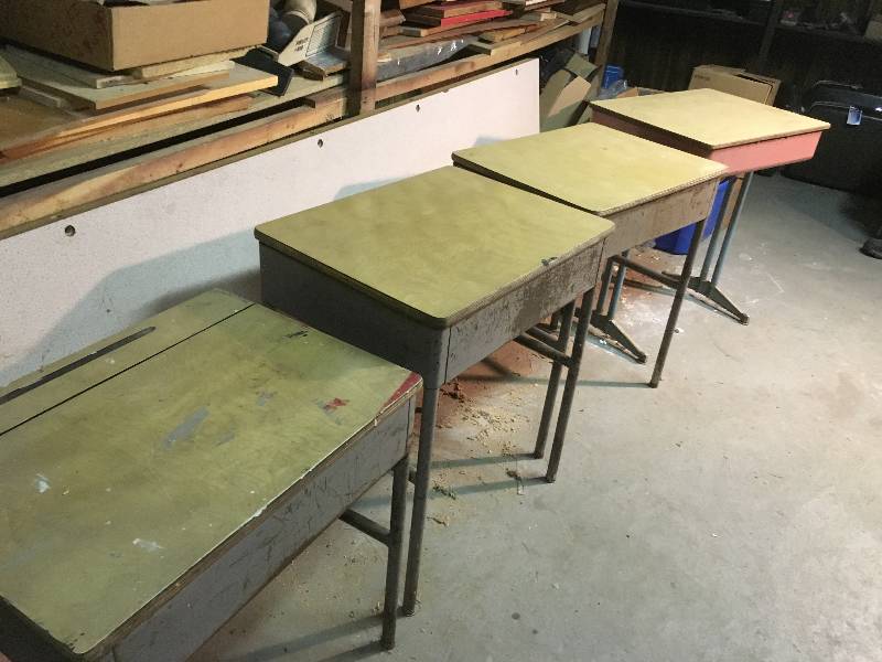 Four Vintage School Desk