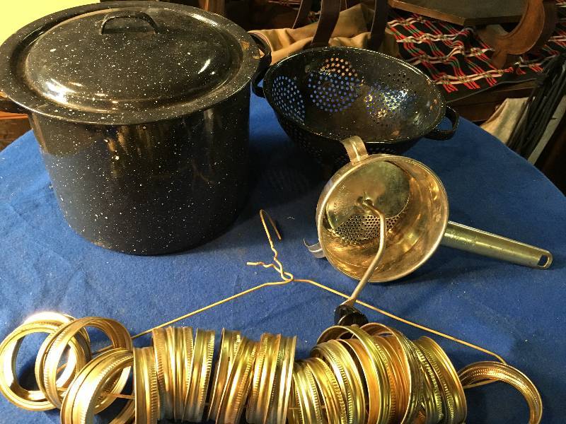 Enamel Cooking Pot and Strainer Plus More