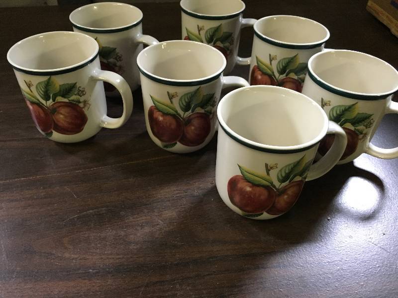 Set of Seven Apple Themed Cups