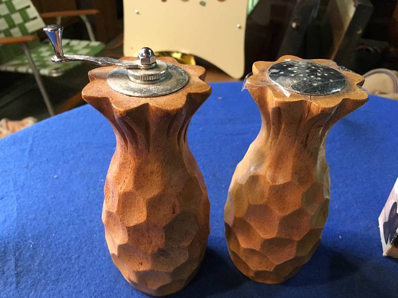 Unique Wood Salt and Pepper Shakers and New Wood Serving Spoons