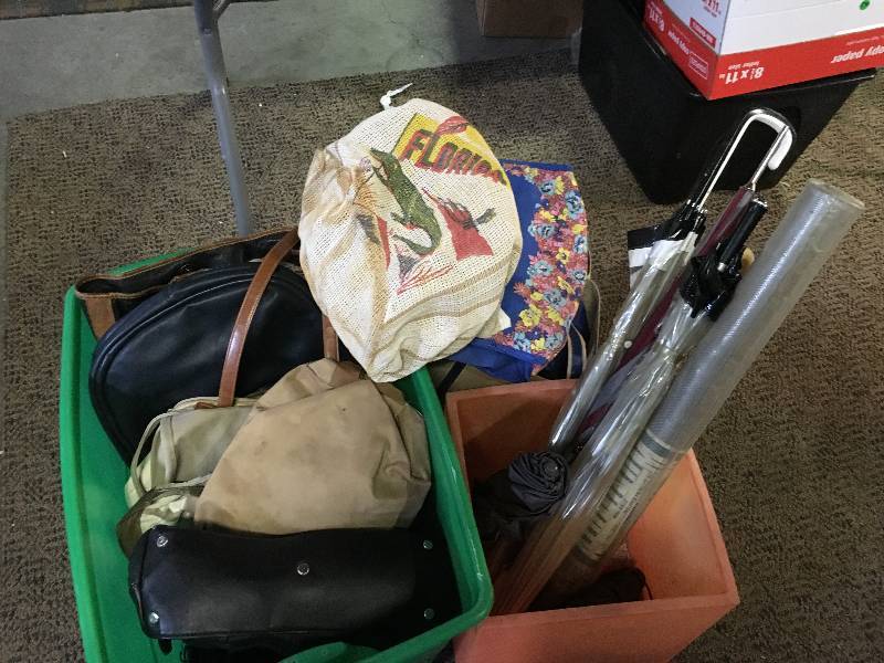 Umbrellas, Purses and Carrying Bags in a Nice Covered Tote