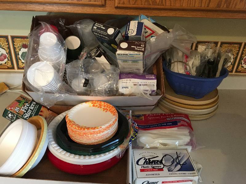 Paper Plates and Plastic Silverware Along With Several Lazy Susans