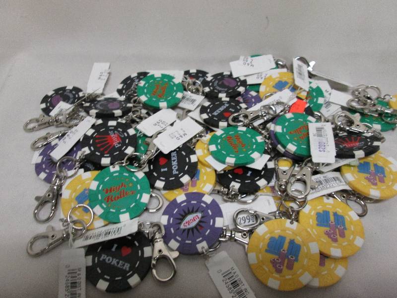Large lot of poker chip key rings...