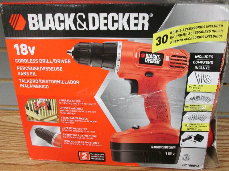 lot 36 image: Black & Decker 18V cordless drilld...