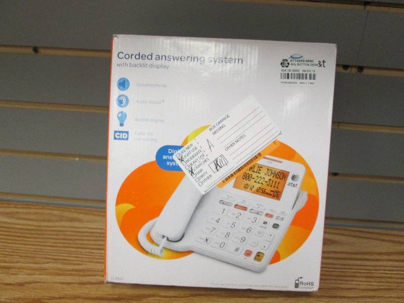 lot 186 image: AT&T Corded Answering System with B...