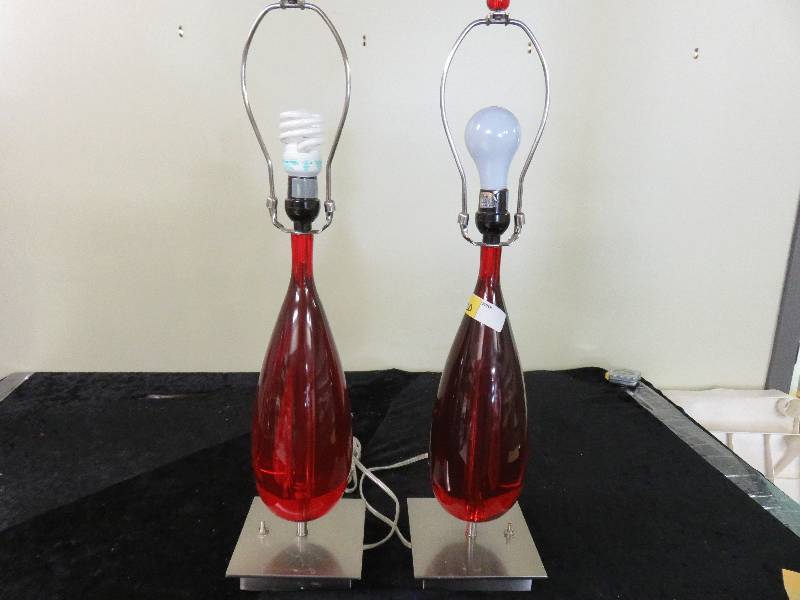 set of red lamps with shades