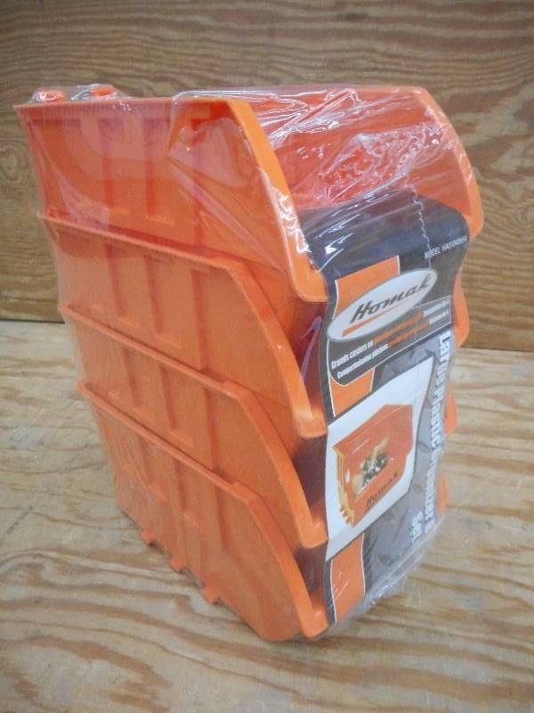 (4) Unused Homak Plastic Parts Bins...