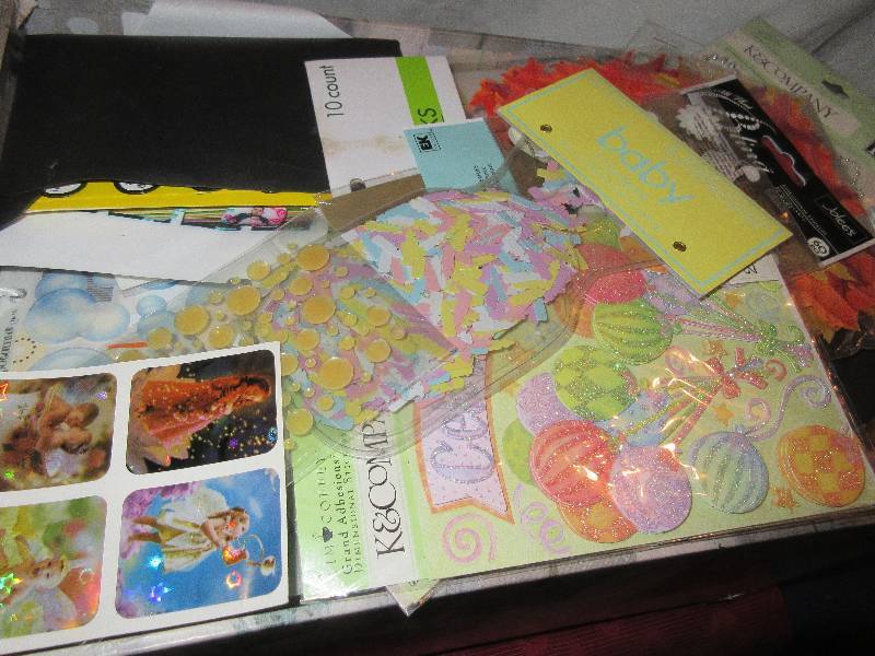 lot 59 image: FULL BOX OF CRAFTING AND SCRAP BOOKING SUPPLIES