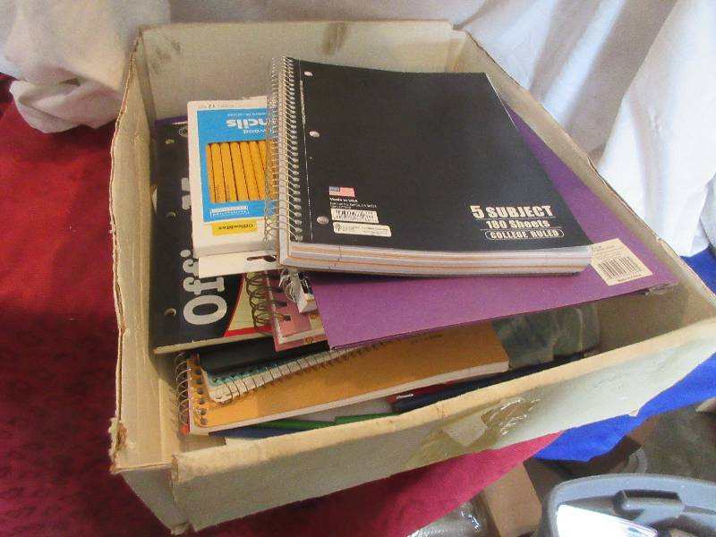 lot 190 image: BOX OF PAPER AND WRITING SUPPLIES