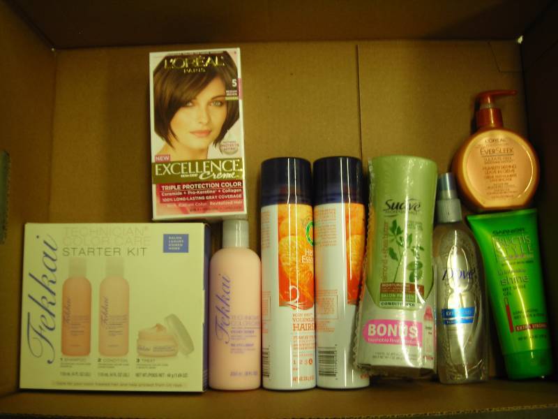 Box Lot Of Hair Care, Spray, Conditioner, Gel, More